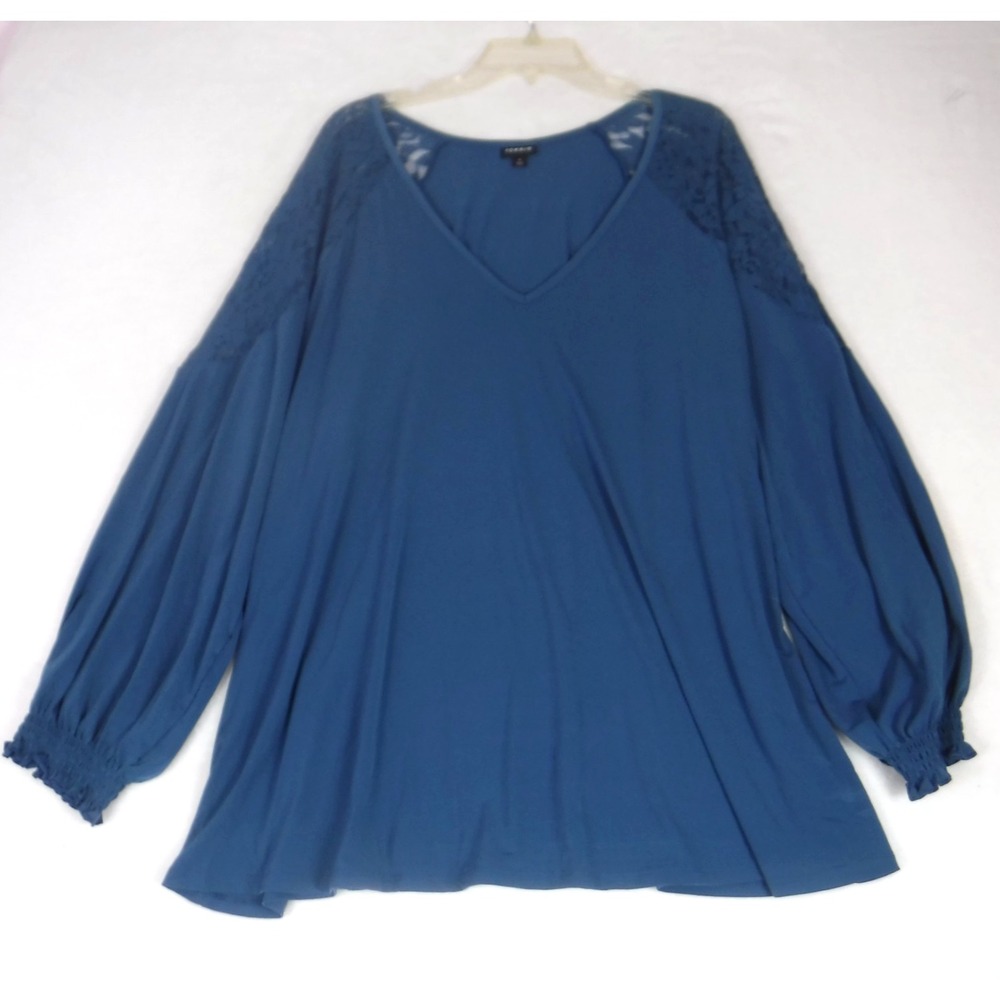 Torrid Blue Studio‎ Knit Lace Shoulder Top Long Sleeve Women's 3 ( XL/16)